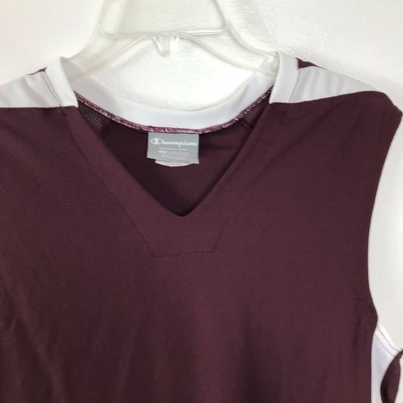 Champion Double Dry Tank Top Men M Burgundy White Athletic Sports 8360 - Picture 4 of 9